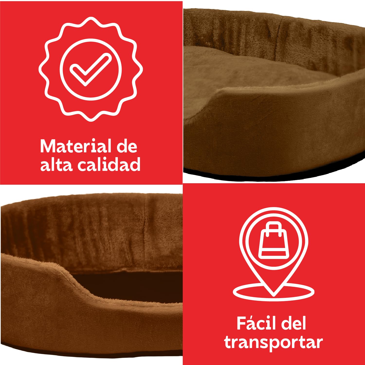 Cuory Cama para Perros, Cómoda Cama para Mascotas, Fondo Antideslizante con Forro Acolchonado, Base Antideslizante Lavable, Cama para Perros y Gatos (Café)