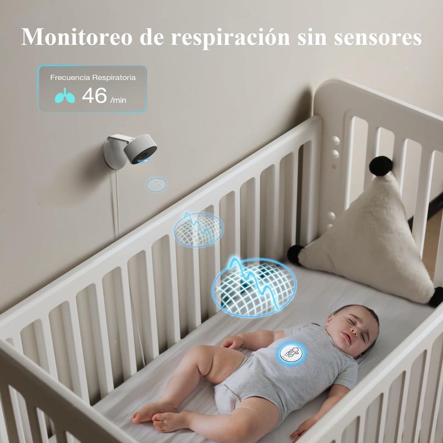Monitor Inteligente para Bebés Sense-U Sin Sensor Blanco con Detección de Sonido