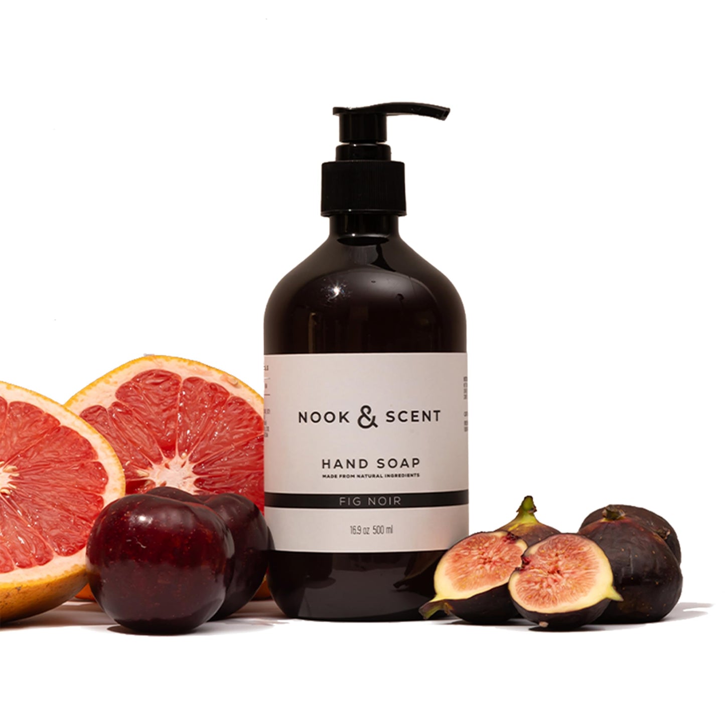 Jabón Líquido para Manos | 500 ml | Limpieza y Frescura | Libre de Sulfatos y Parabenos, Vegano, Aceites Esenciales, Aroma Energizante de Limón y Naranja | Nook & Scent (Higo)