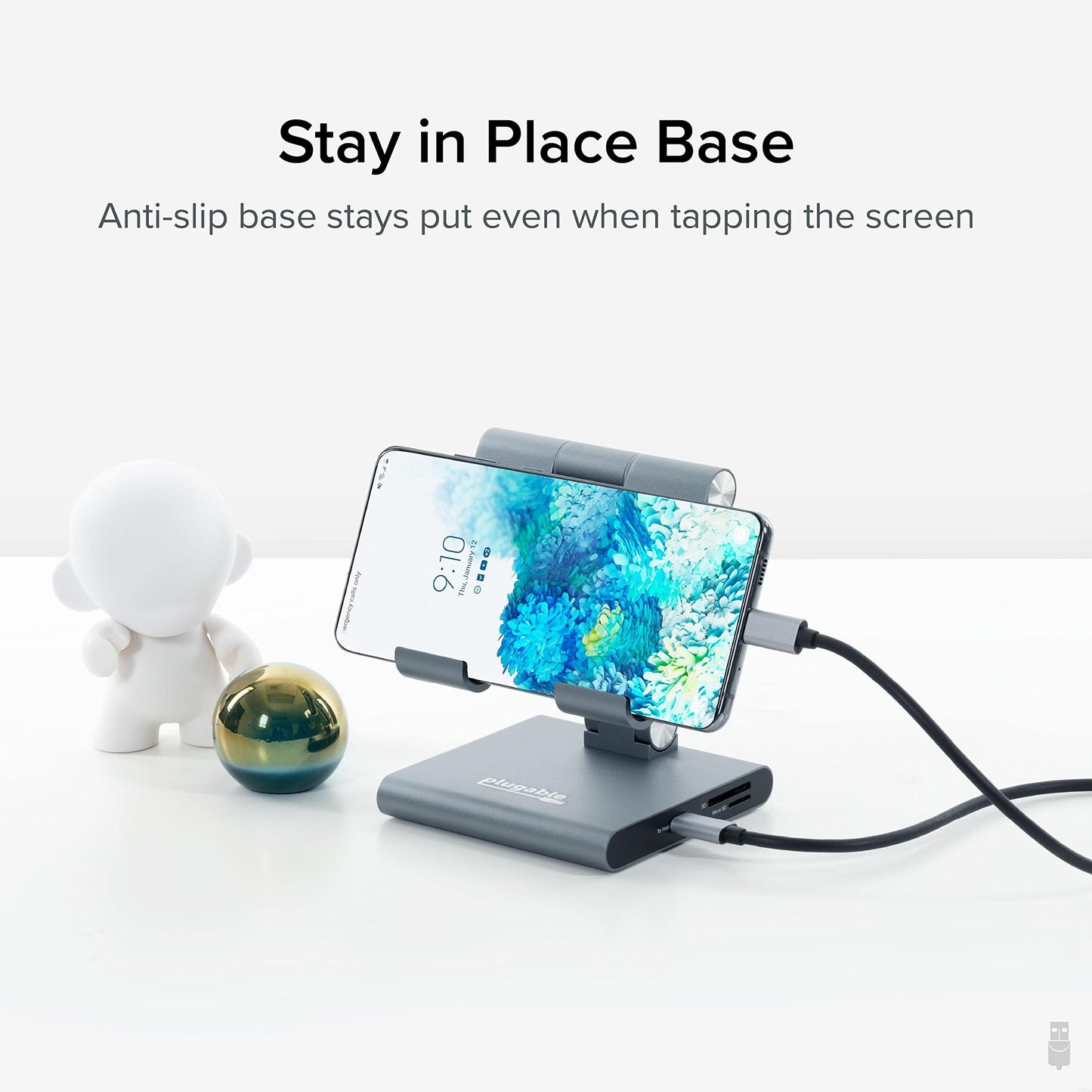 Hub USB C Plugable gris compatibilidad iPad con soporte y carga de 100W
