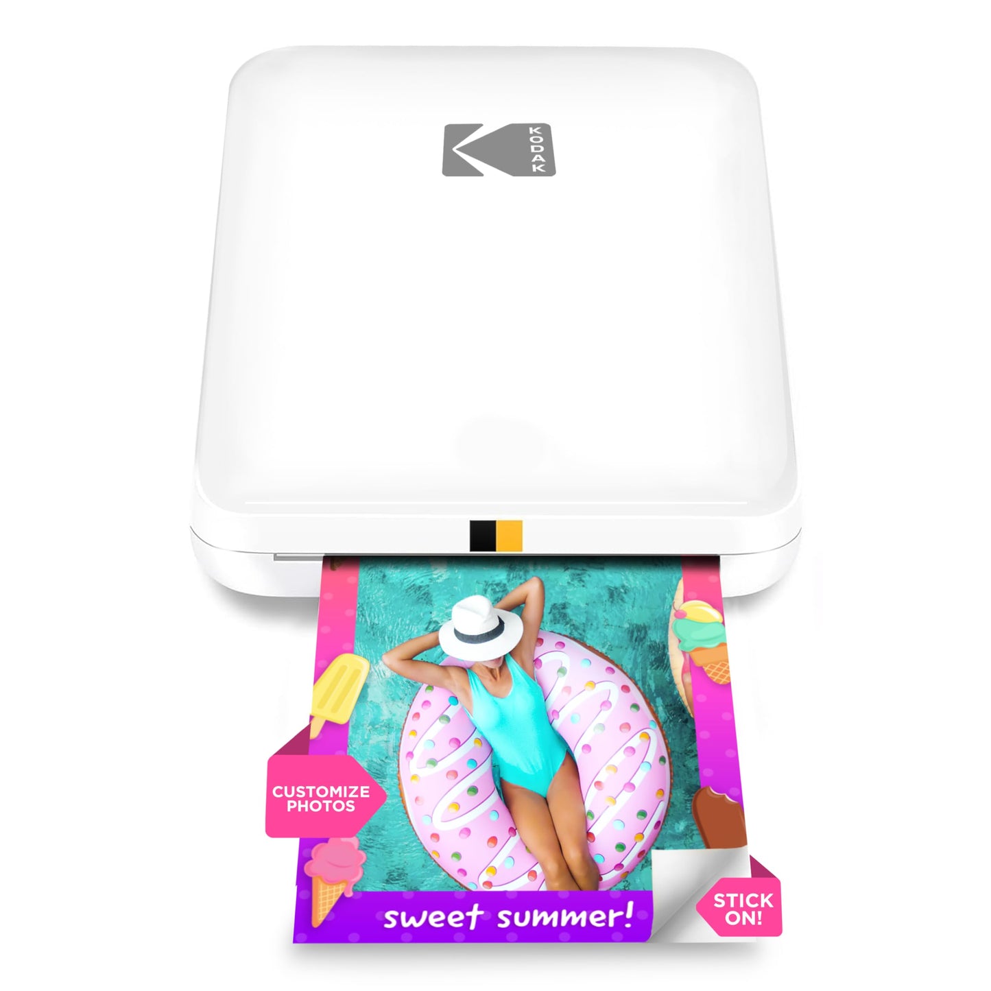 KODAK Step Slim Instant Mobile Photo Printer - Kit: 20 Pack Zink Paper, Case, White, 2x3