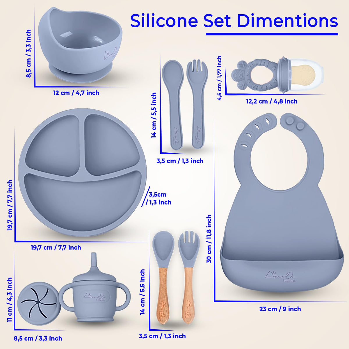 Juego de 14 platos y cuencos de silicona para bebés