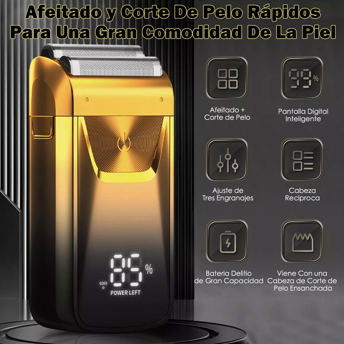 TGHQTR 2 en 1 Rasuradoras Electrica Hombre Con Recortadora De Precisión,Afeitadora Electrica Hombre LED Resistente al Agua IPX7,Tres Modos,Carga USB,Maquinillas de Afeitar para el Hogar de Los Hombres