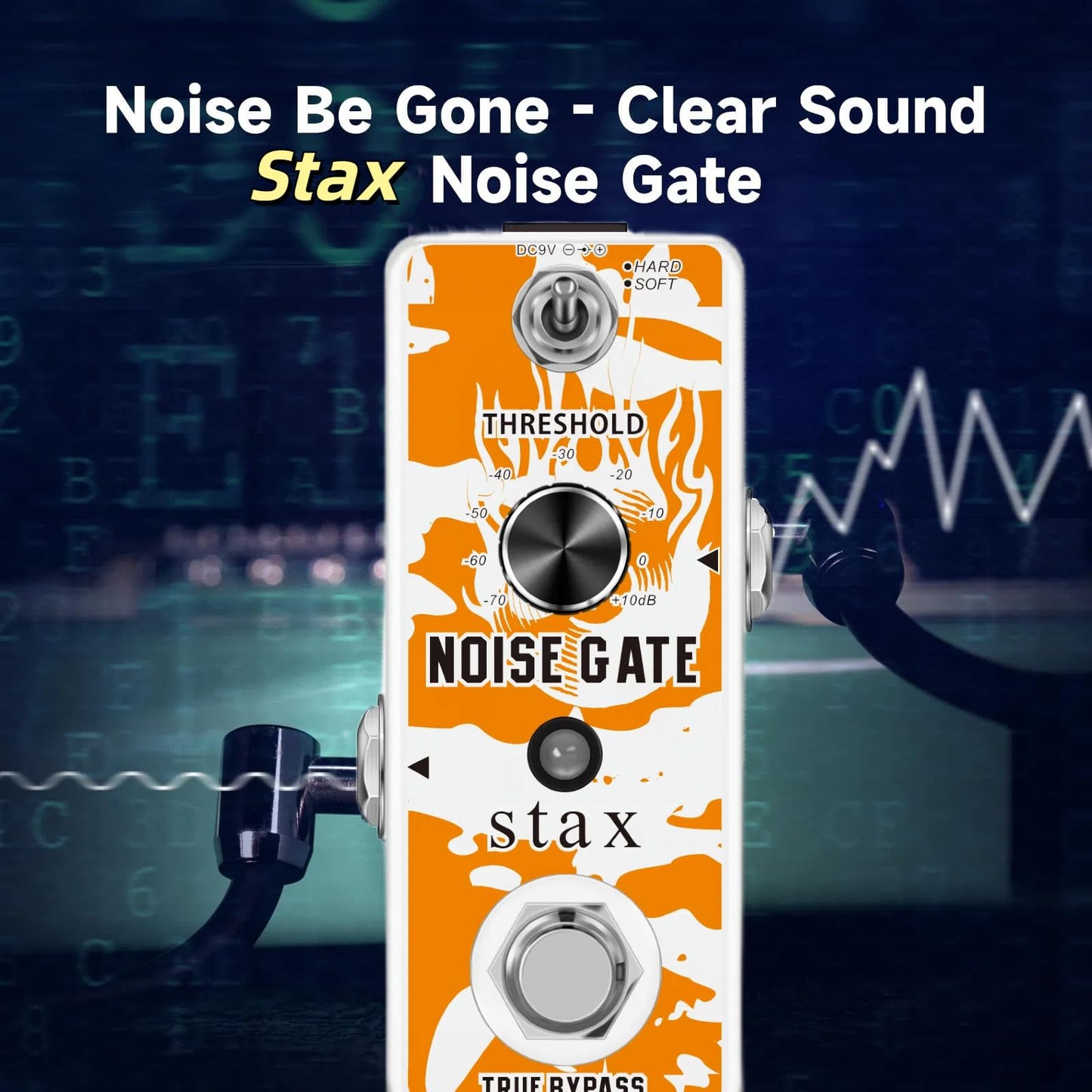 Pedal de Guitarra Eléctrica Stax Negro con Modos Duros y Suaves True Bypass