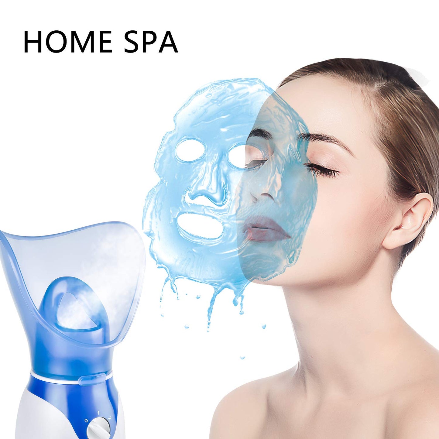 Vaporizador facial para limpieza profunda facial, vaporizador facial para mujer, 2 modos Nano Ionic para desatascar los poros, hidratar, azul (incluye kit de eliminación de puntos negros, cepillo, diadema)