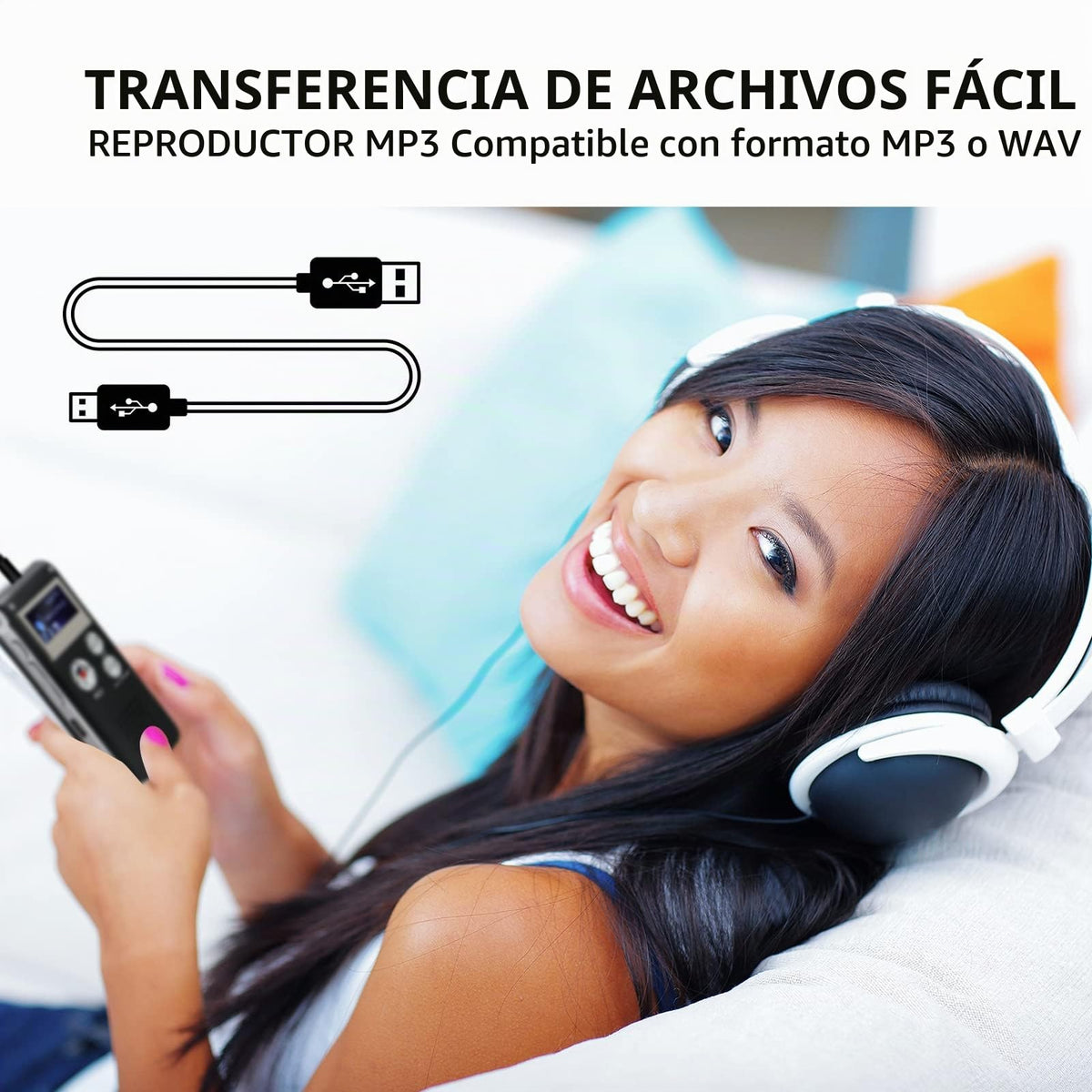 Grabadora de Voz Digital 8 GB Activación por Voz para Conferencias y Reuniones con Micrófono y Reproductor de MP3