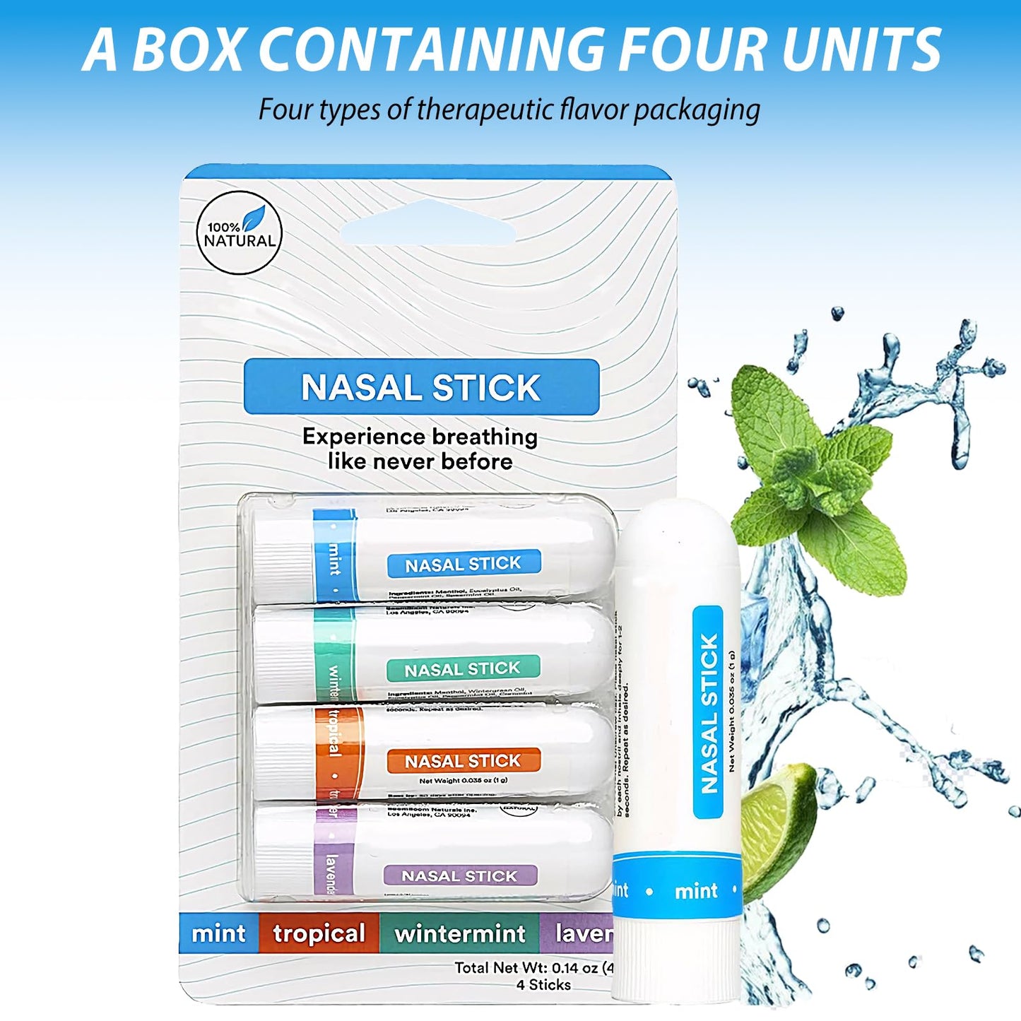 Inhalador Nasal,Inhalador Nasal Portátil,Descongestionante Natural para Sinusitis y Congestión,Palillo Nasal con Aceites sin no medicamentos para Aromaterapia y Alivio del Estrés No Medicado(8pcs)