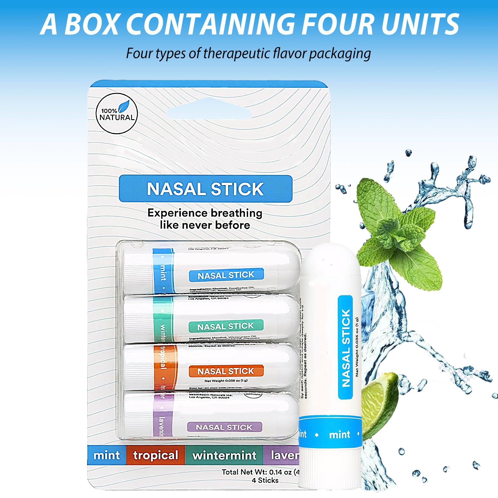Inhalador Nasal,Inhalador Nasal Portátil,Descongestionante Natural para Sinusitis y Congestión,Palillo Nasal con Aceites sin no medicamentos para Aromaterapia y Alivio del Estrés No Medicado(8pcs)