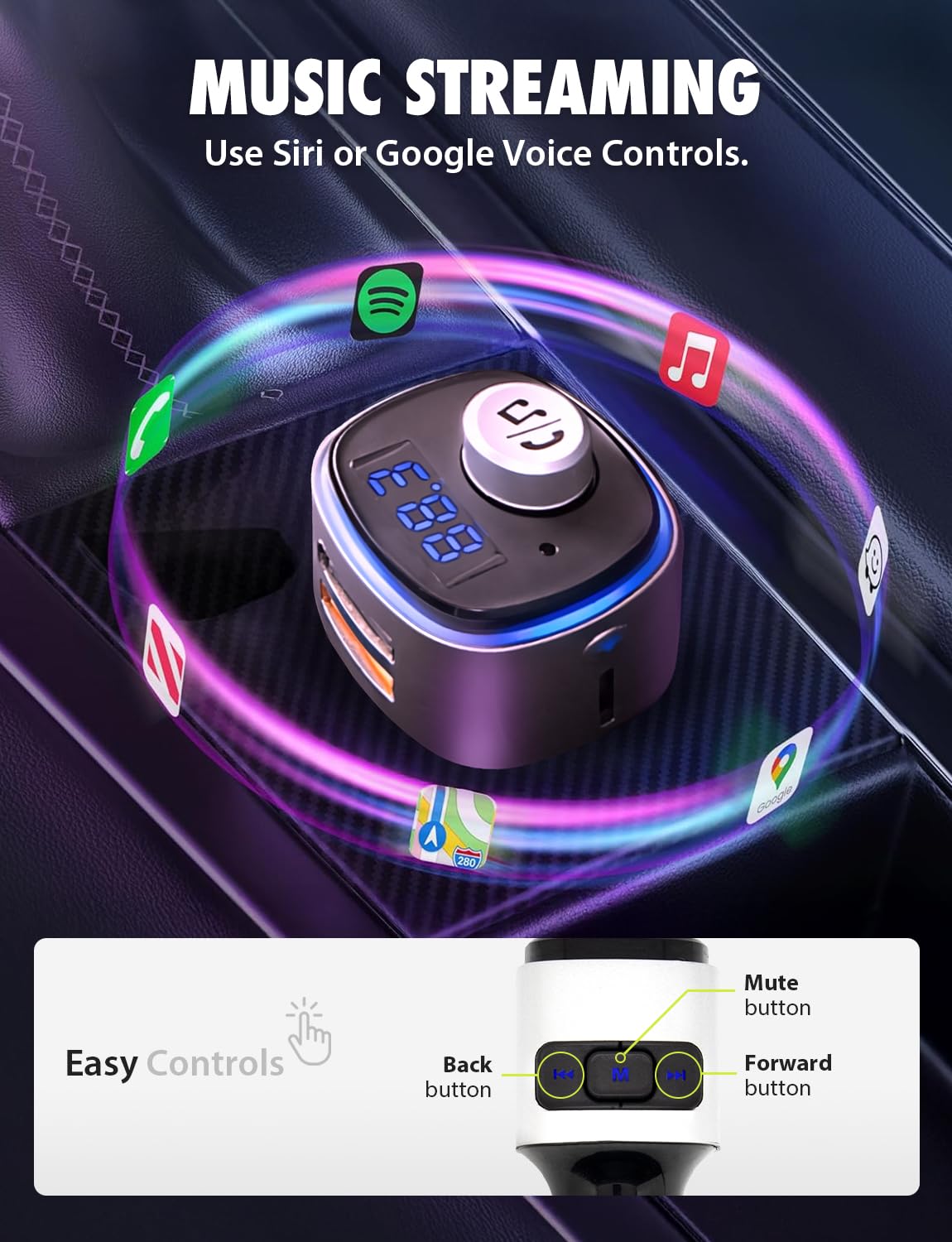 Transmisor FM Bluetooth Bracketron Roadtripper Voz para Coche