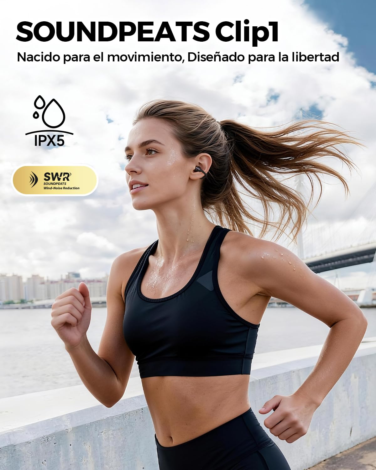 Audífonos Inalámbricos SoundPEATS Bluetooth 6.0 Negro Oscuro Open Ear