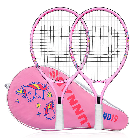 LUNNADE - Raqueta de tenis para niños pequeños, 19/21/23/25 pulgadas con cubierta, adecuada para niños y niñas principiantes de 3 a 12 años
