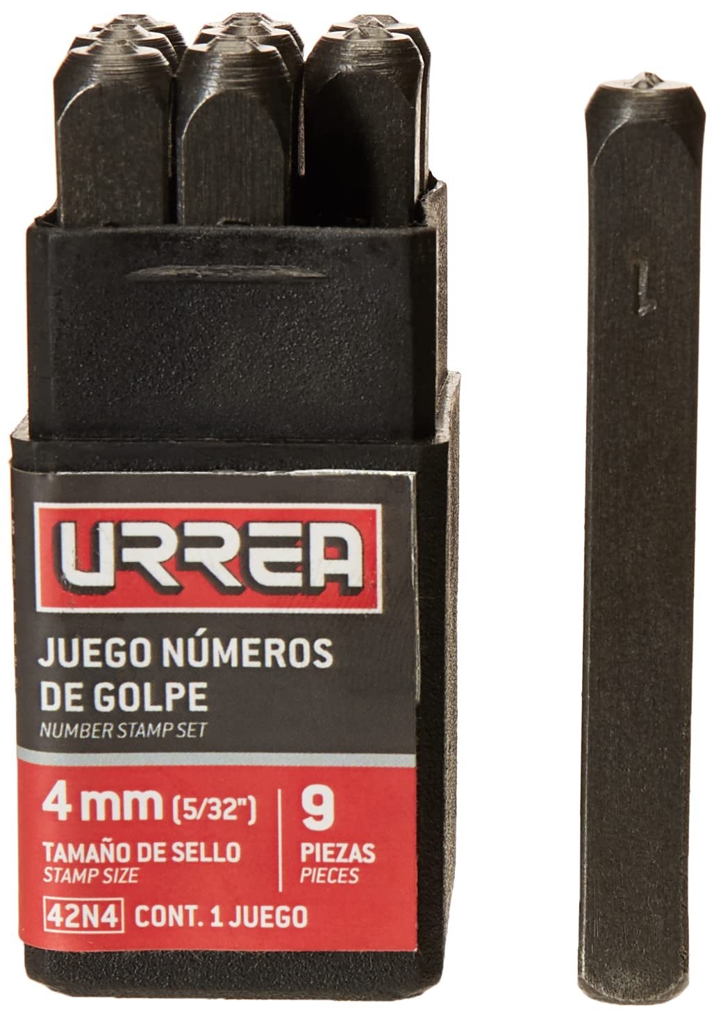 Juego de Números Urrea 42N4 en Negro 4 mm 9 Piezas