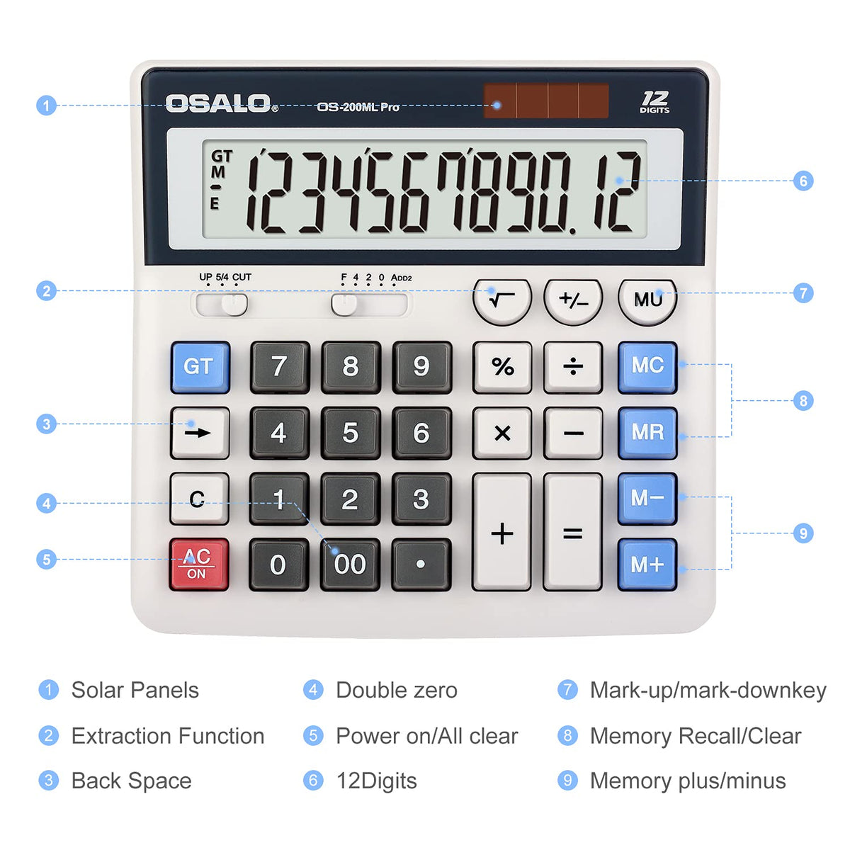 Calculadora de Escritorio OSALO Pantalla Extra Grande Dígitos para Oficina