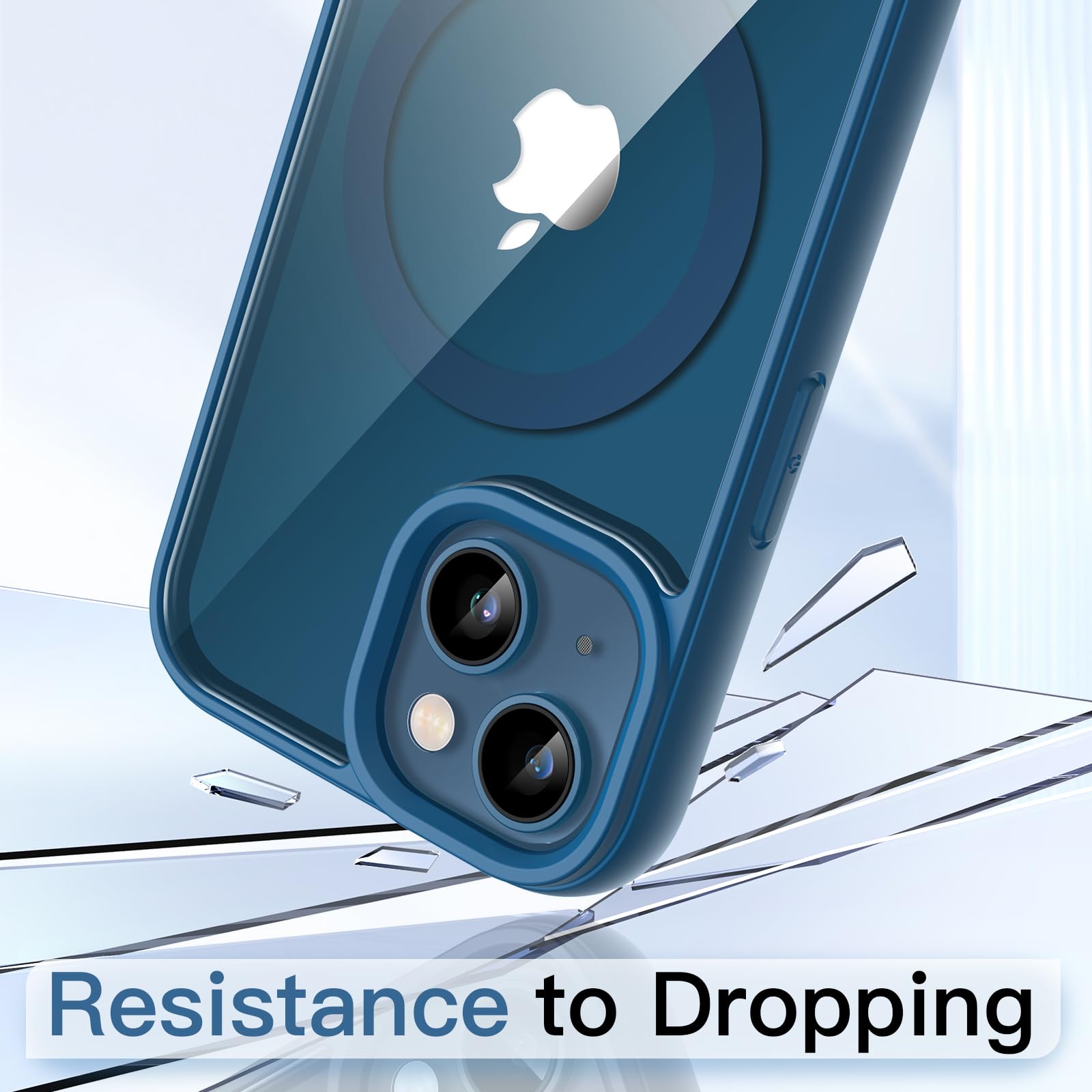JETech Funda Magnética para iPhone 13 Mini 5.4 Pulgadas Compatible con MagSafe, Carcasa Antigolpes, Marco de TPU Mate Color Sólido, Anti-Arañazos Respaldo Transparente (Azul)