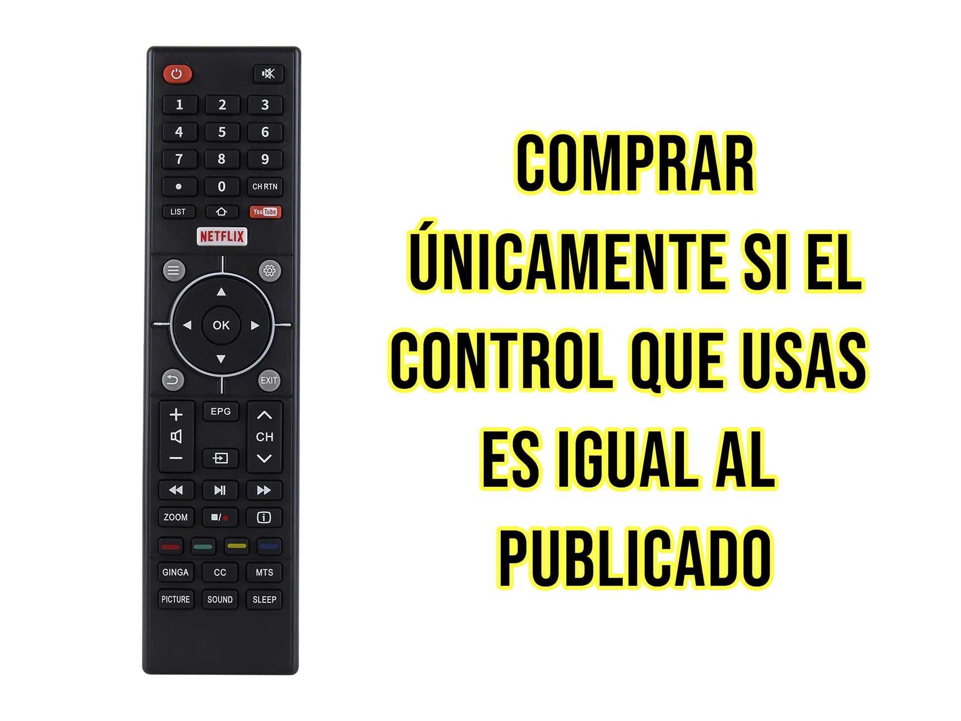 Control para ATVIO Smart TV Modelo UDL55MK662 4k Netflix Youtube Pantalla, VIOS, HARMONTEC
