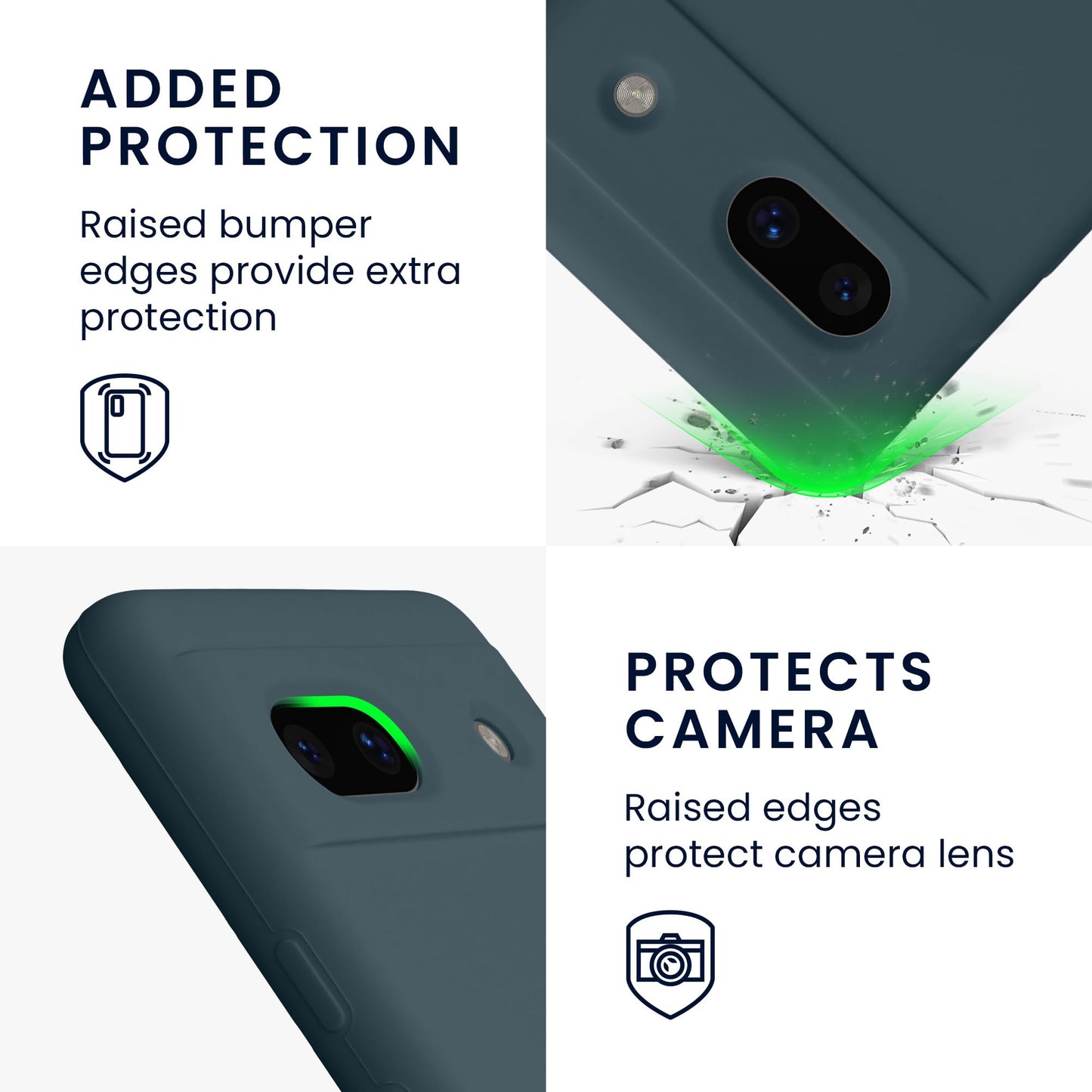 kwmobile Carcasa Compatible con Google Pixel 7a Funda - Case TPU y Silicona antigolpes - Apto Carga inalámbrica - Pizarra Oscura