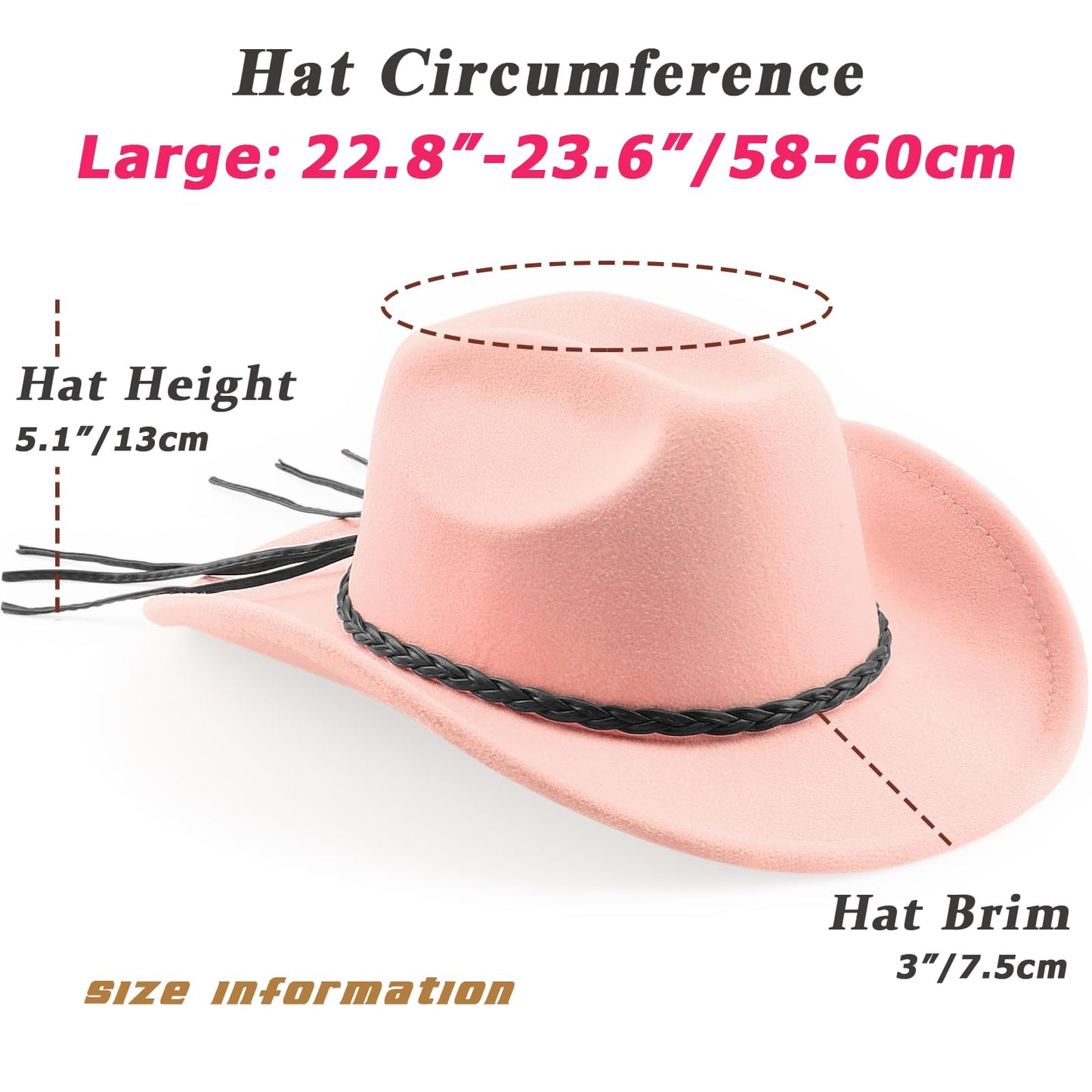 DRESHOW Sombrero vaquero occidental para hombre y mujer, sombrero vaquero/vaquera para exteriores, sombrero fedora retro de fieltro de ala ancha, gorras enrolladas unisex
