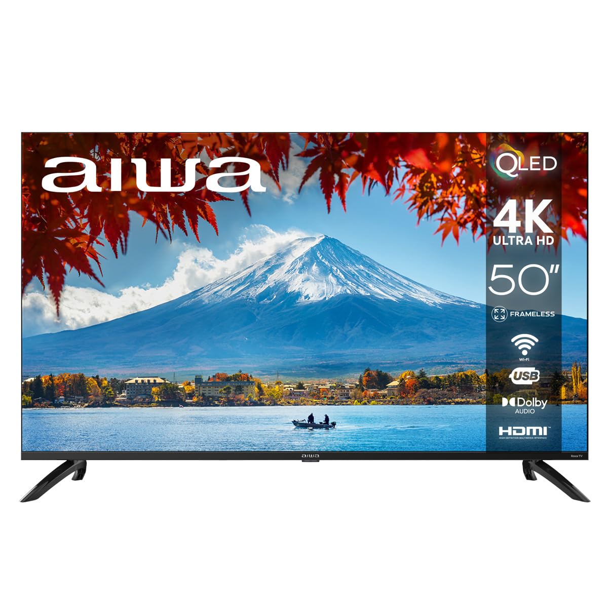 Aiwa Smart TV 50 Pulgadas QLED 4K UHD Roku TV AW50RKQ con HDR, Dolby Audio, WiFi, Bluetooth, 4 HDMI eARC, Pantalla Ultra HD