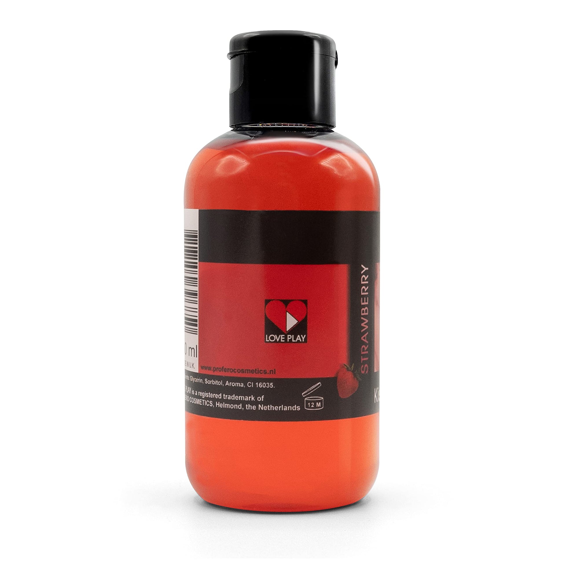 LOVE PLAY Aceite Corporal con Sabor - Aceite Comestible Termico para Hombres y Mujeres - Vegano y Natural (150ml) (Fresa)