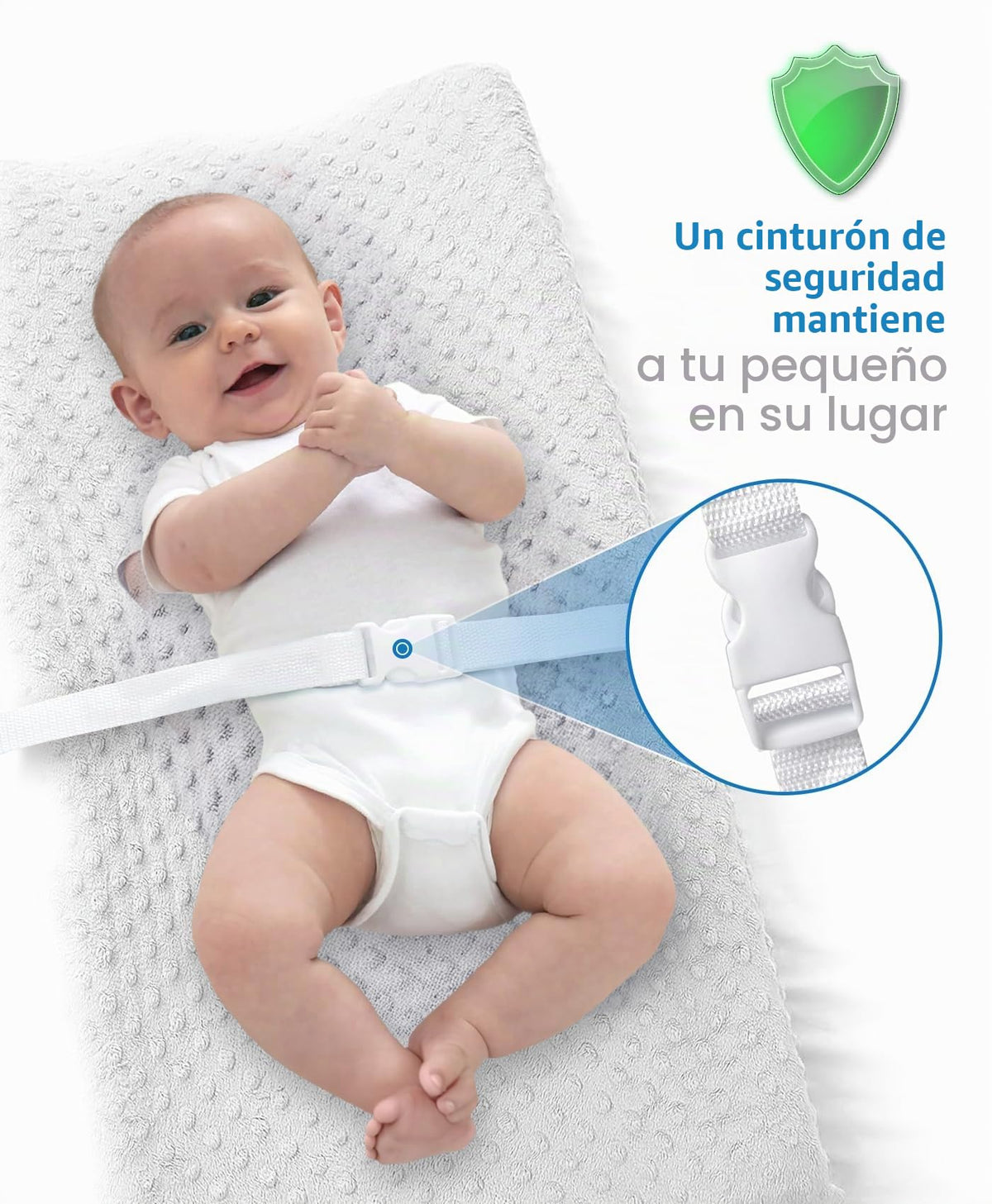 LOONAH - Cambiador pequeño compacto con cubierta, 27 x 16 pulgadas, cambiador de pañales contorneado para cuna combinada con cambiador, impermeable e hipoalergénico, correa de seguridad con hebilla de