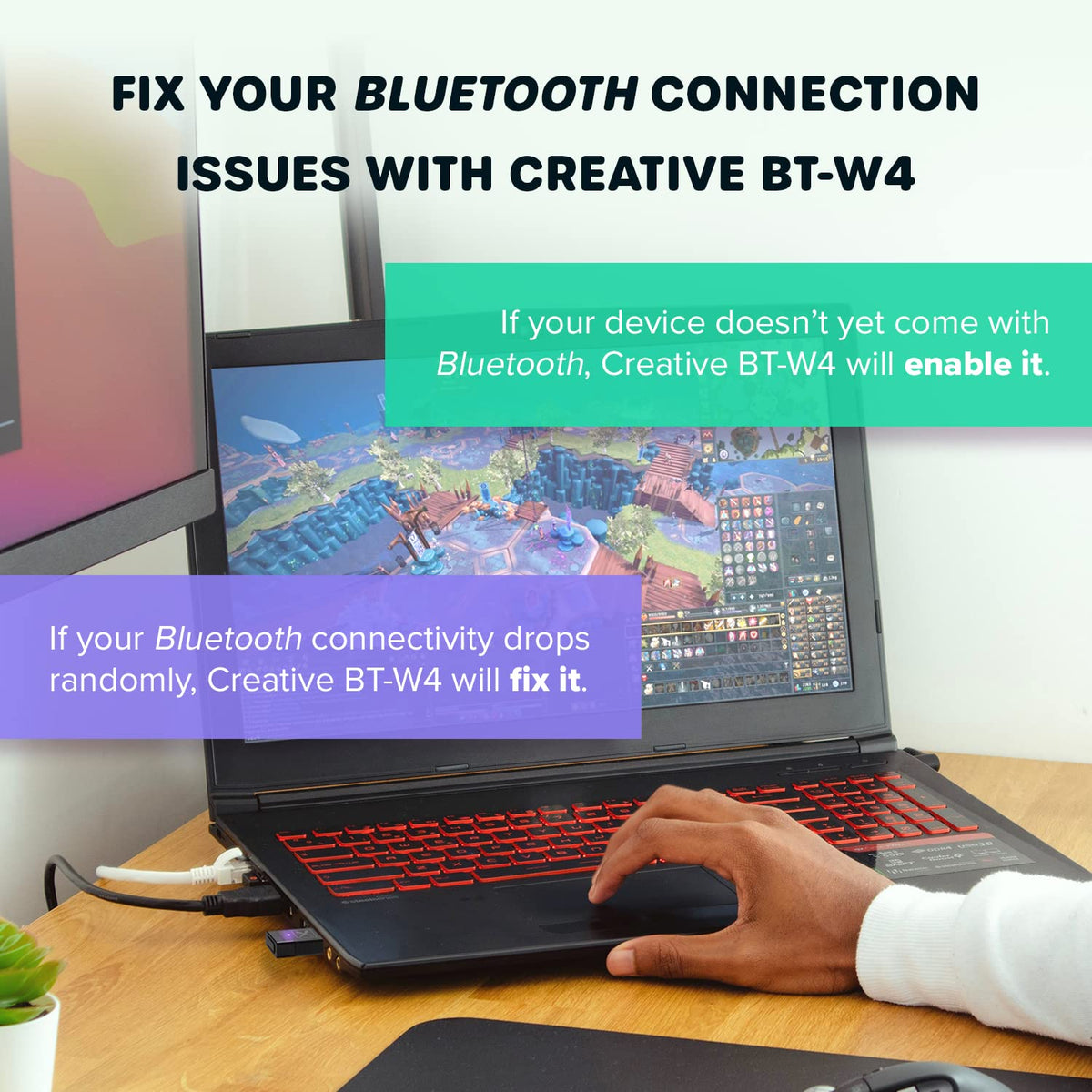 Transmisor de Audio Creative Bluetooth 5.2 Negro con Adaptador aptX y Soporte de Chat de Voz para Dispositivos Múltiples