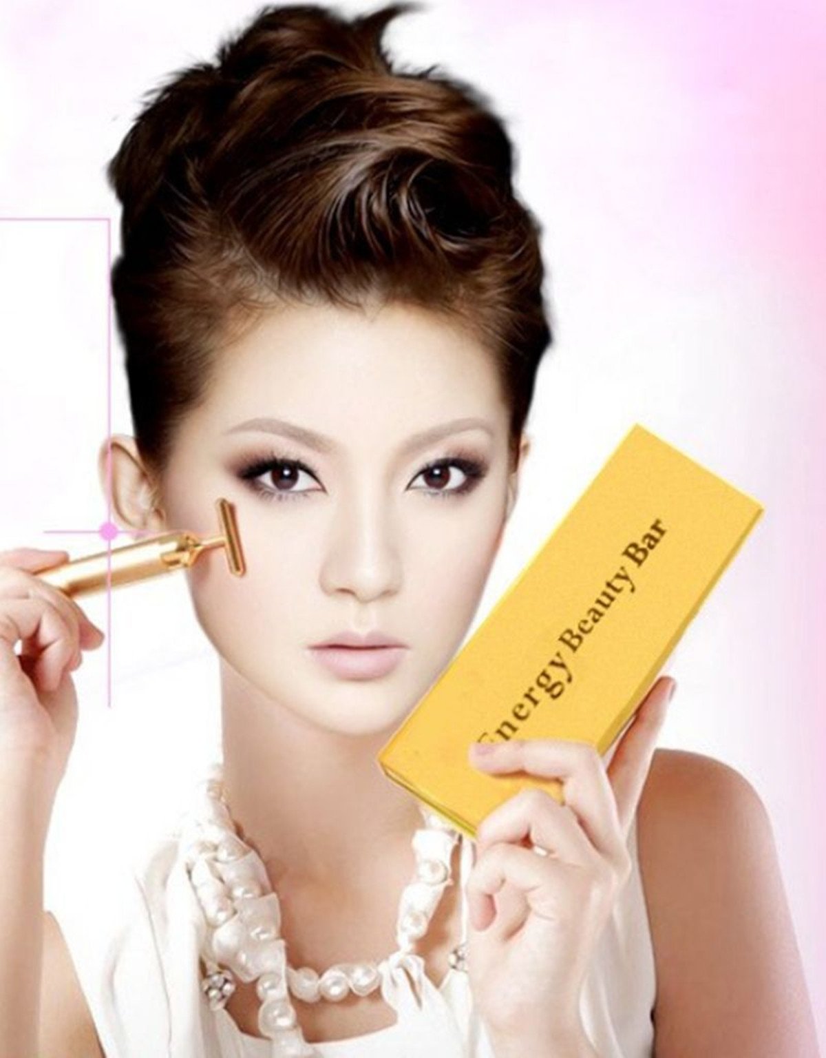 AnHua Waterproof Beauty Bar 24K Golden Anti-Aging PULSE SKIN CARE Gold Facial Roller Massage