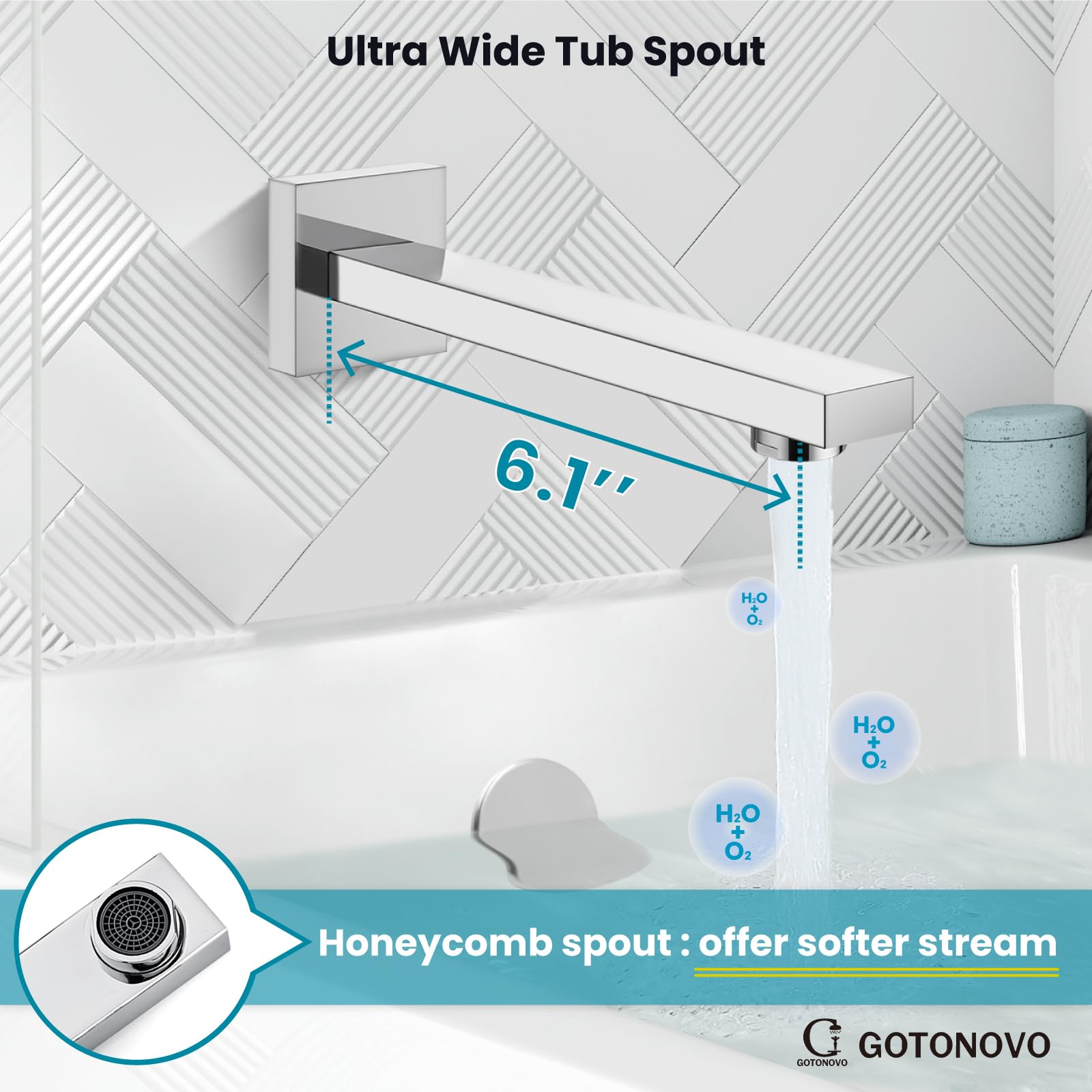 gotonovo Juego de sistema de ducha de 8 pulgadas con relleno de boquilla de bañera, cromo pulido, combo de bañera de ducha montado en la pared, cabezal de ducha de mano para baño, válvula de lluvia y kit de moldura de 3 funciones