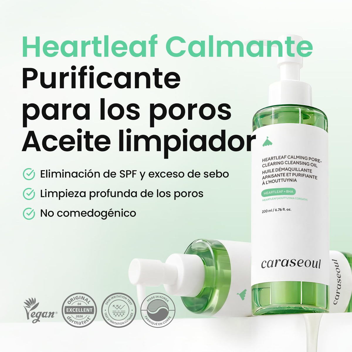 caraseoul Heartleaf Aceite Limpiador Calmante y Desmaquillante (200ml)