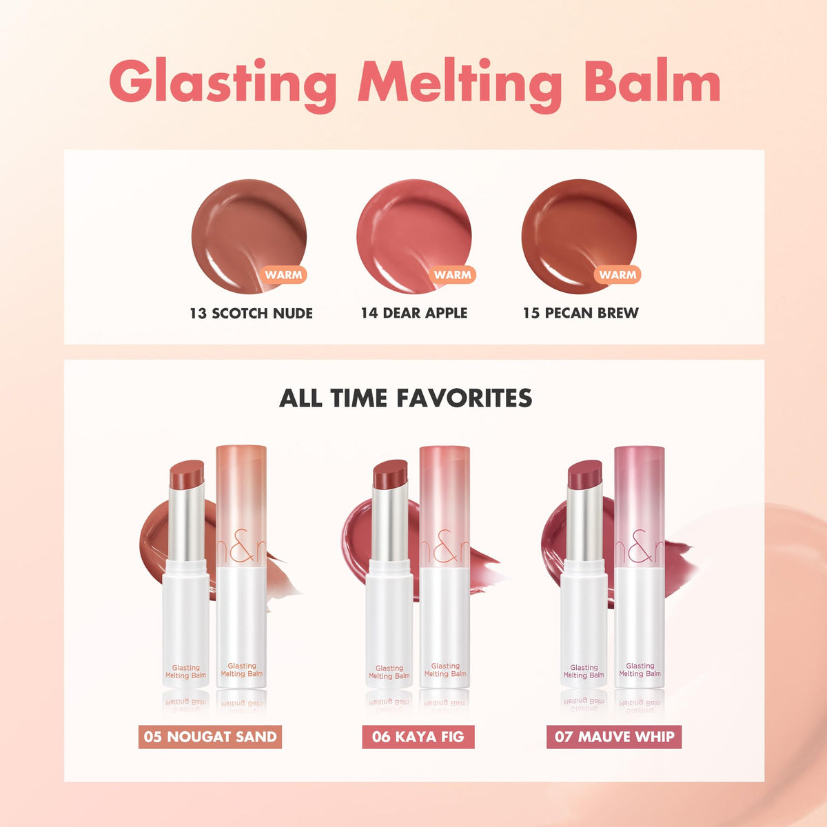 rom&nd GLASTING MELTING BALM 08 CORALIA - Hydrating Lip Gloss Balm for Juicy, Plump, & Vivid Coral Shine
