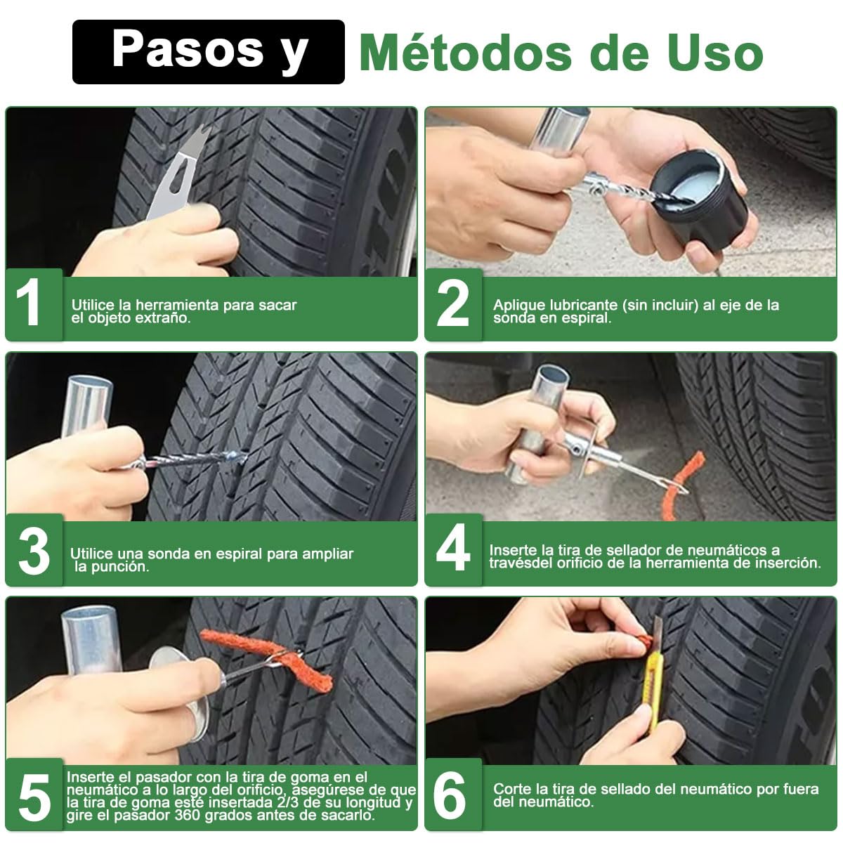 Kit de Reparación de Neumáticos ADILIKADII 58PZS Profesional para Coche, Motocicleta y Más