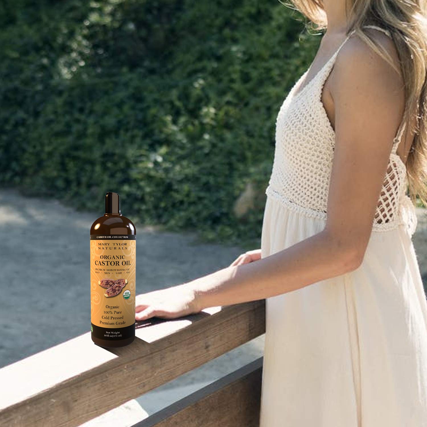 Mary Tylor Naturals Aceite de ricino orgánico de 16 onzas, certificado USDA por Mary Tylor Naturals, prensado en frío, sin hexano, 100% puro, increíble hidratante para piel y cabello, estimula el crecimiento para cabello, pestañas y cejas