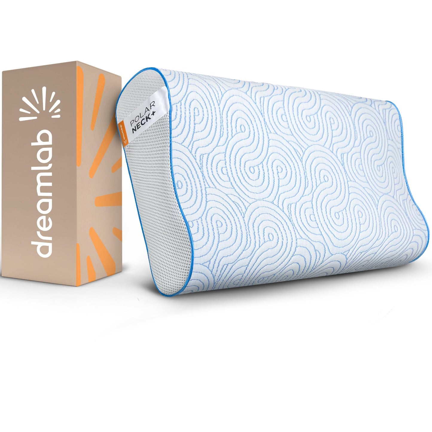 Almohada Cervical Dreamlab Polar Neck+ Tela Fría al Tacto Hipoalergénica con Memory Foam y Gel Firme Medio estándar
