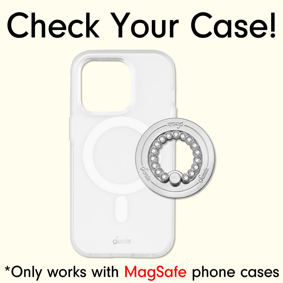 Soporte Magnético para Teléfono Sonix Diamantes de Imitación Compatible con MagSafe y Soporte Giratorio para iPhone Series 16, 15, 14, 13, 12