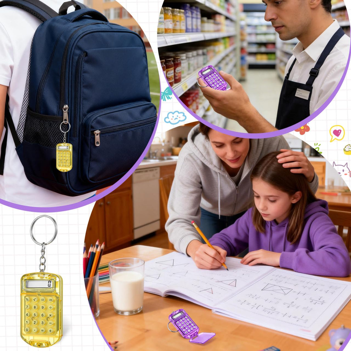 Calculadora de Bolsillo NUOBESTY Portátil Electrónica para Niños y Estudiantes 3 Piezas Color al Azar