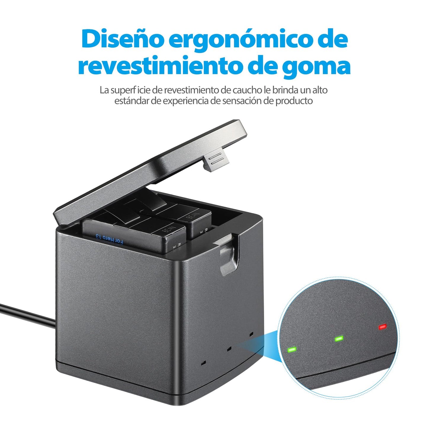 Baterías 2100mAh PHTEGI Gopro Hero 13 Black con Cargador Rápido USB 3 Canales