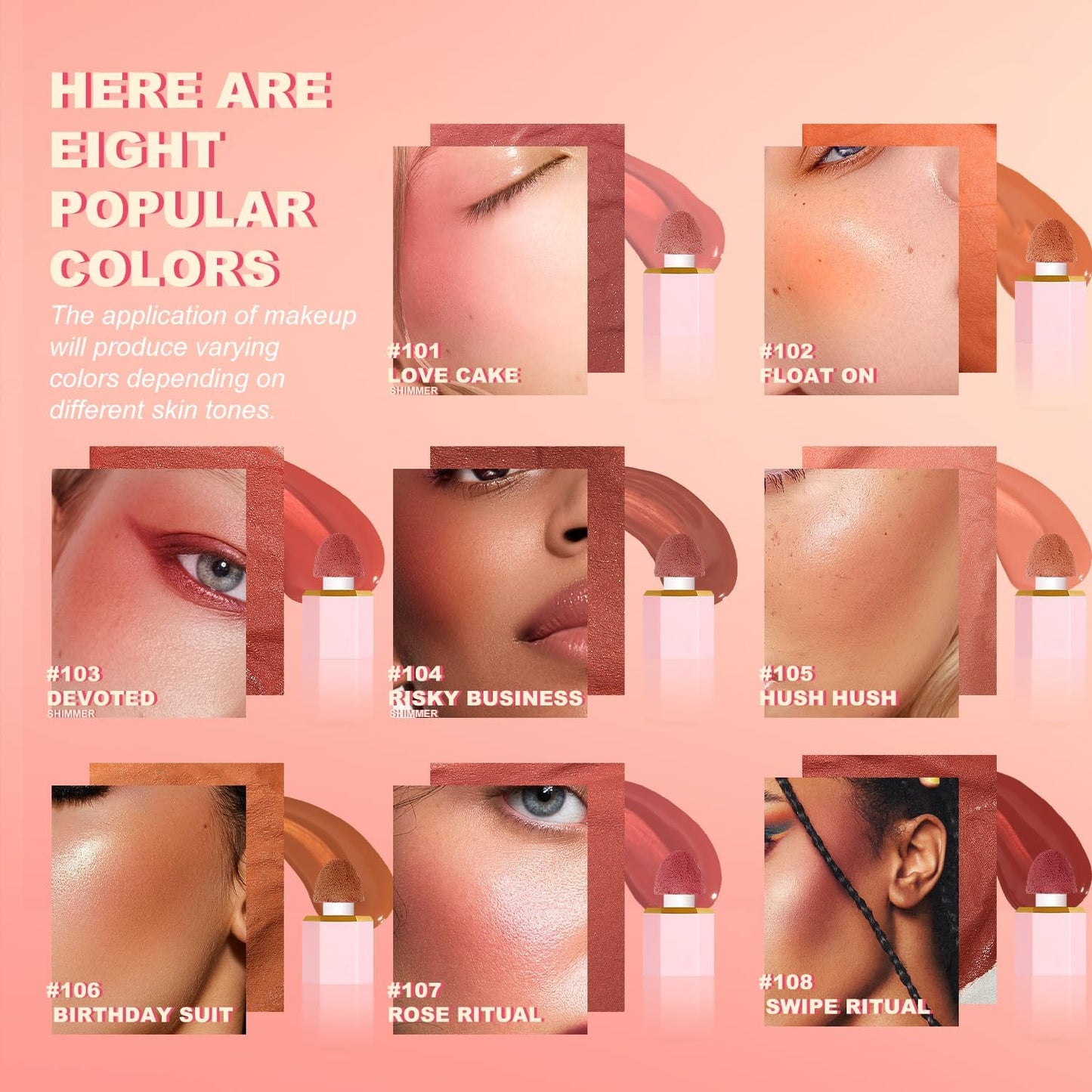 Rubor En Crema, Rubor en Barra Maquillaje Rubor Blush En Duradero, Rubor Súper Sedoso Natural, Blush De Makeup Para Maquillaje Mujer Niña, Rubor Facial Hidratante Para Mejillas