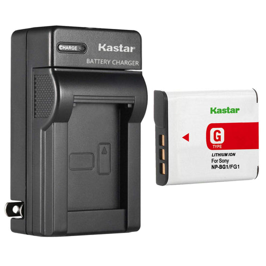 Kastar - Paquete de 1 batería NP-BG1 y cargador de pared de CA para Sony Cyber-Shot DSC-H55, Cyber-Shot DSC-H70, Cyber-Shot DSC-H90, Cyber-Shot DSC-HX5, Cyber-Shot DSC-HX5V, Cyber-Shot DSC-HX7