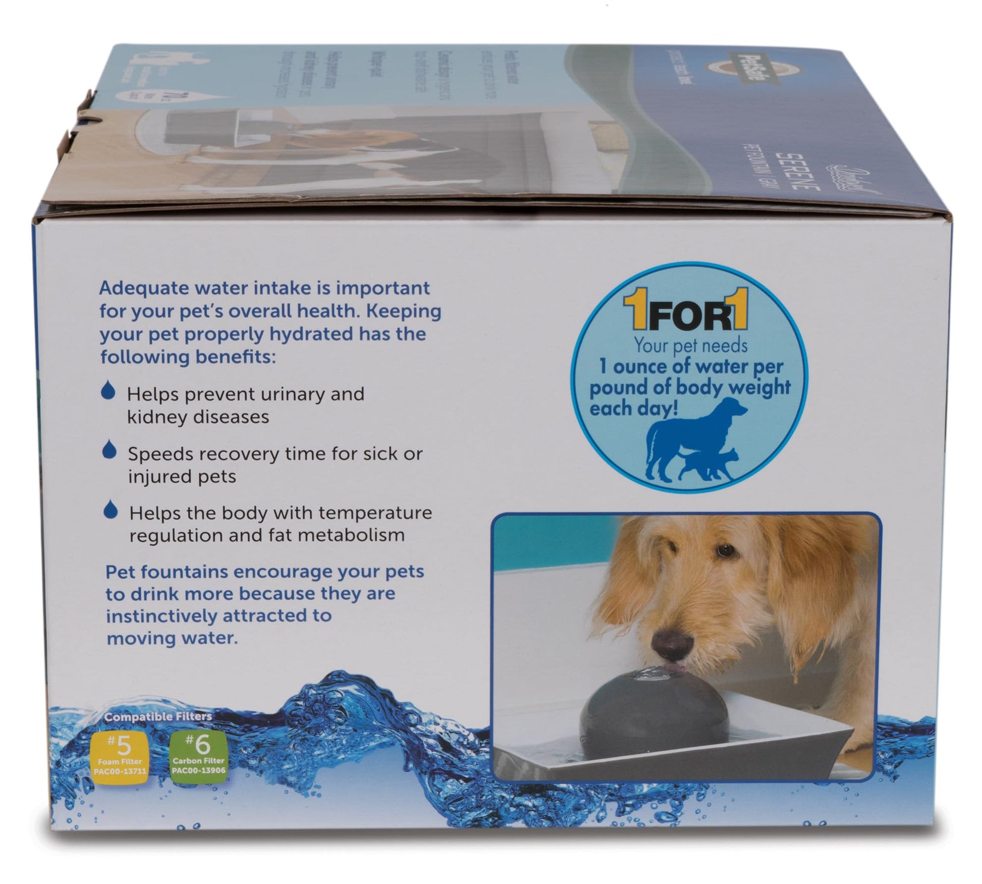 Fuente de Agua para Mascotas PetSafe Drinkwell Seascape Cerámica Blanca con Diseño Moderno Cuadrado