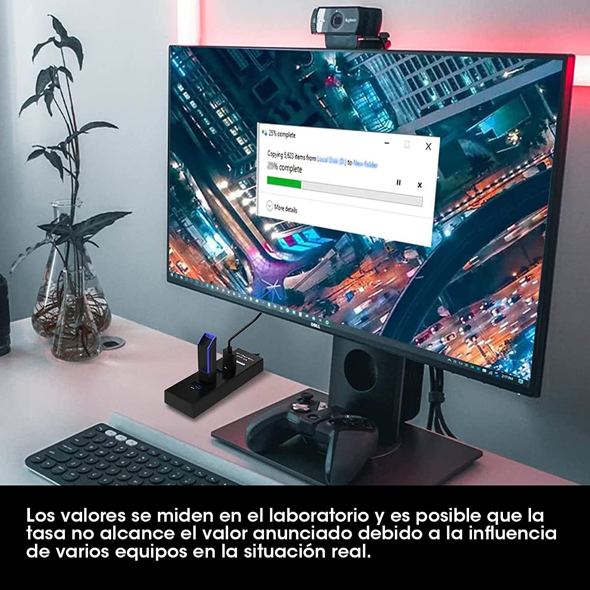 Hub USB 3.0 Sendowtek Negro SuperSpeed 5Gbps 4 Puertos para Multi Splitter Universal Compatible con Macbook, PC, PS4, Xbox, Memoria