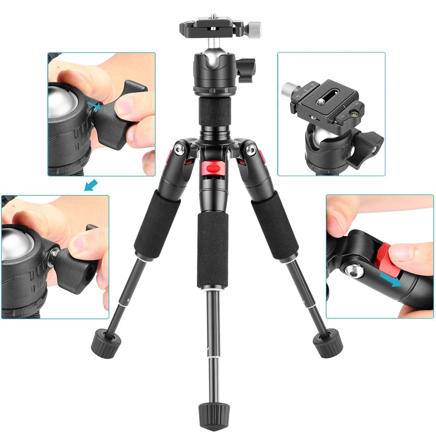 Trípode Mini NEEWER Aluminio con Rótula de Bola 360 ° para Cámara