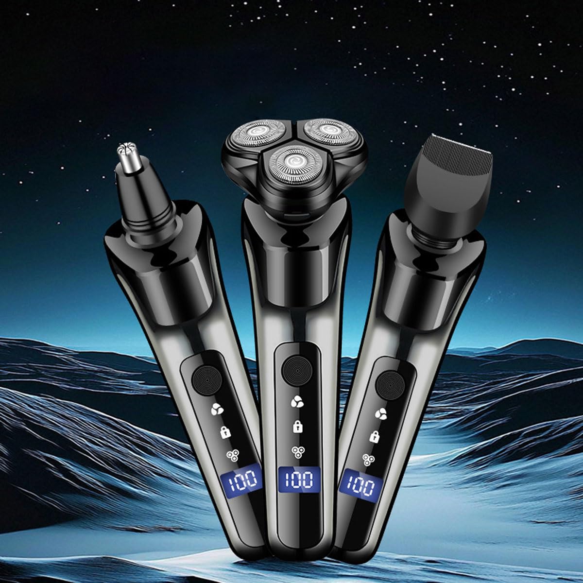 HPLRZXI Afeitadora eléctrica 4D recargable, afeitadora eléctrica para hombre en seco húmedo IPX7 impermeable con patillas.