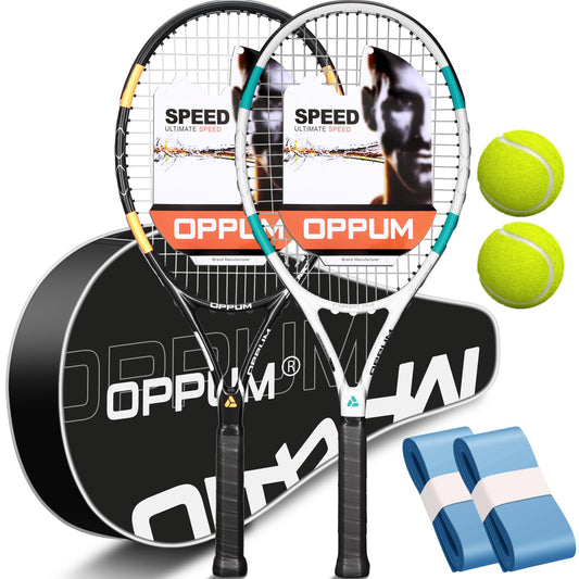 Raquetas de Tenis OPPUM Blancas Profesionales de 27 Pulgadas para Jugadores Principiantes e Intermedios