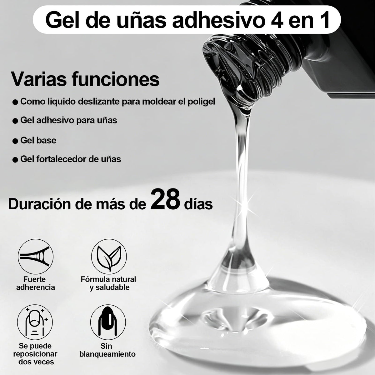 Kit de Uñas Acrílicas 8 en 1 con Pegamento 7 en 1 y Lámpara UV LED Blanca para Mujer