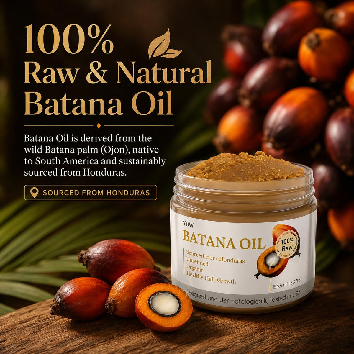 Aceite de Batana Orgánico Dr. Sebi Natural Honduras Realza Grosor Capilar y Previene la Pérdida para Hombre y Mujer