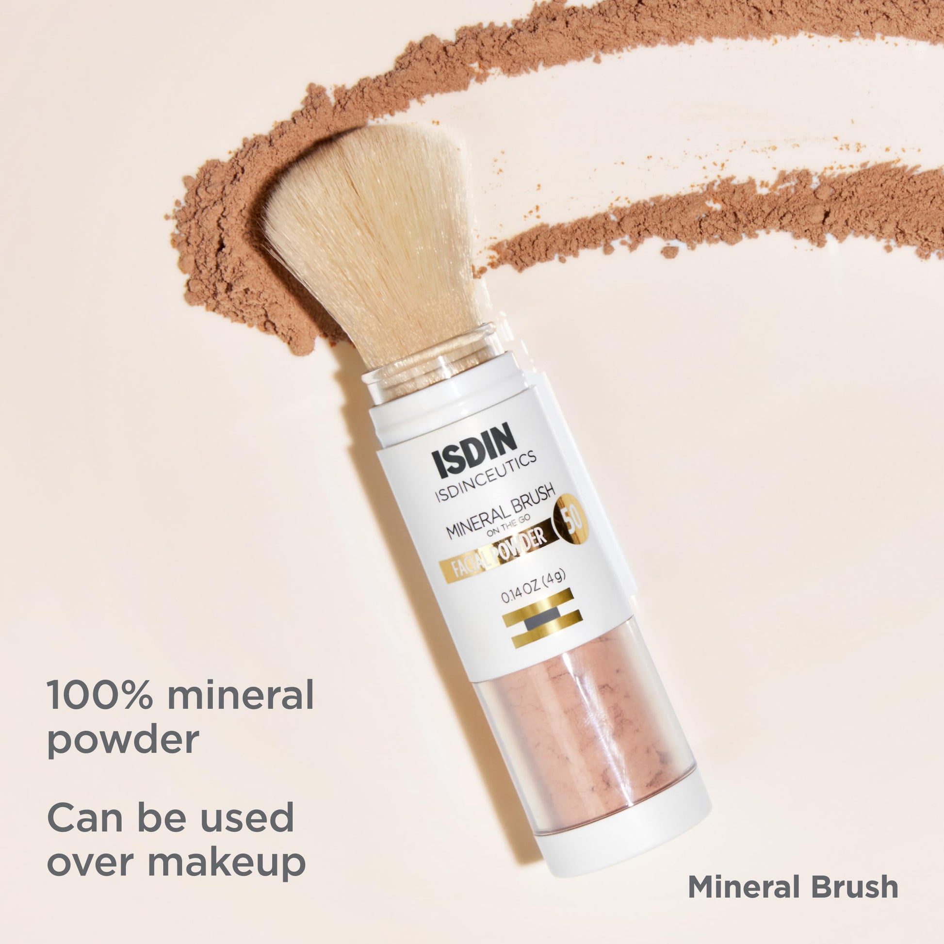 ISDIN Polvo de cepillo mineral, contaminación facial y protección de luz azul, un complemento para tu rutina de cuidado solar, adecuado para pieles sensibles, 4g