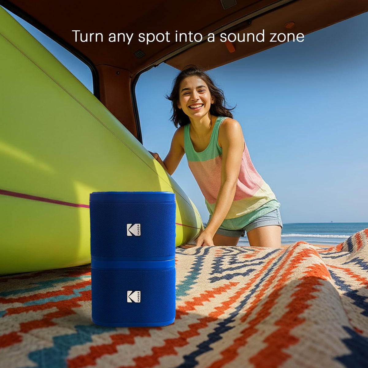 Altavoces Portátiles Inalámbricos Kodak Azul con Base Magnética y Sonido Potente