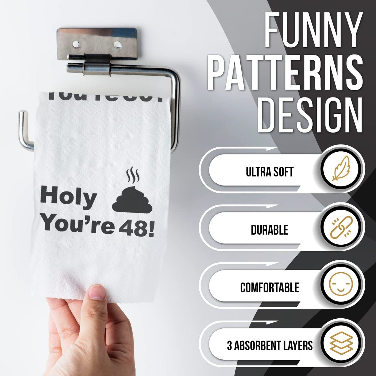 Papel Higiénico Decorativo Cumpleaños 48 Divertido y Ecológico para Hombres y Mujeres