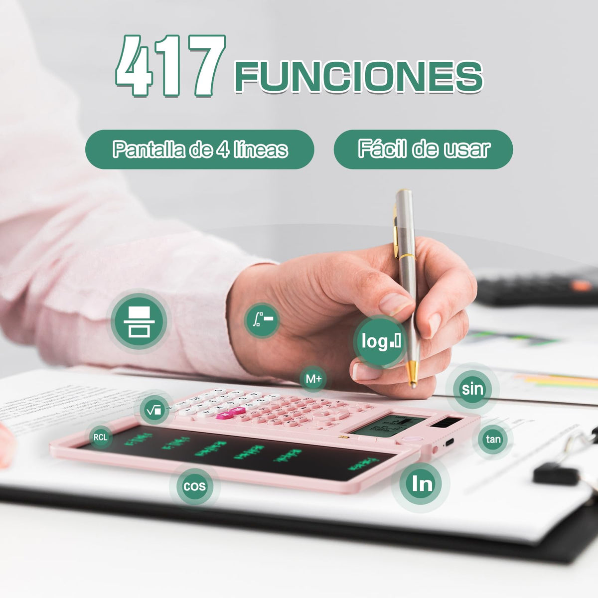 Calculadora Científica Recargable ROATEE 991ES Negra con Visualización en 4 Líneas y Tablet de Escritura LCD para Estudiantes