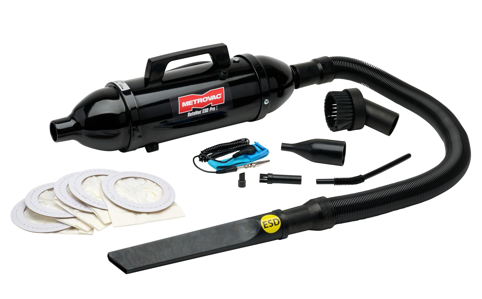 Aspiradora y Soplador Compacto Metrovac DataVac ESD Safe Pro Series Negra con Filtración HEPA y Antiestática para Electrónica