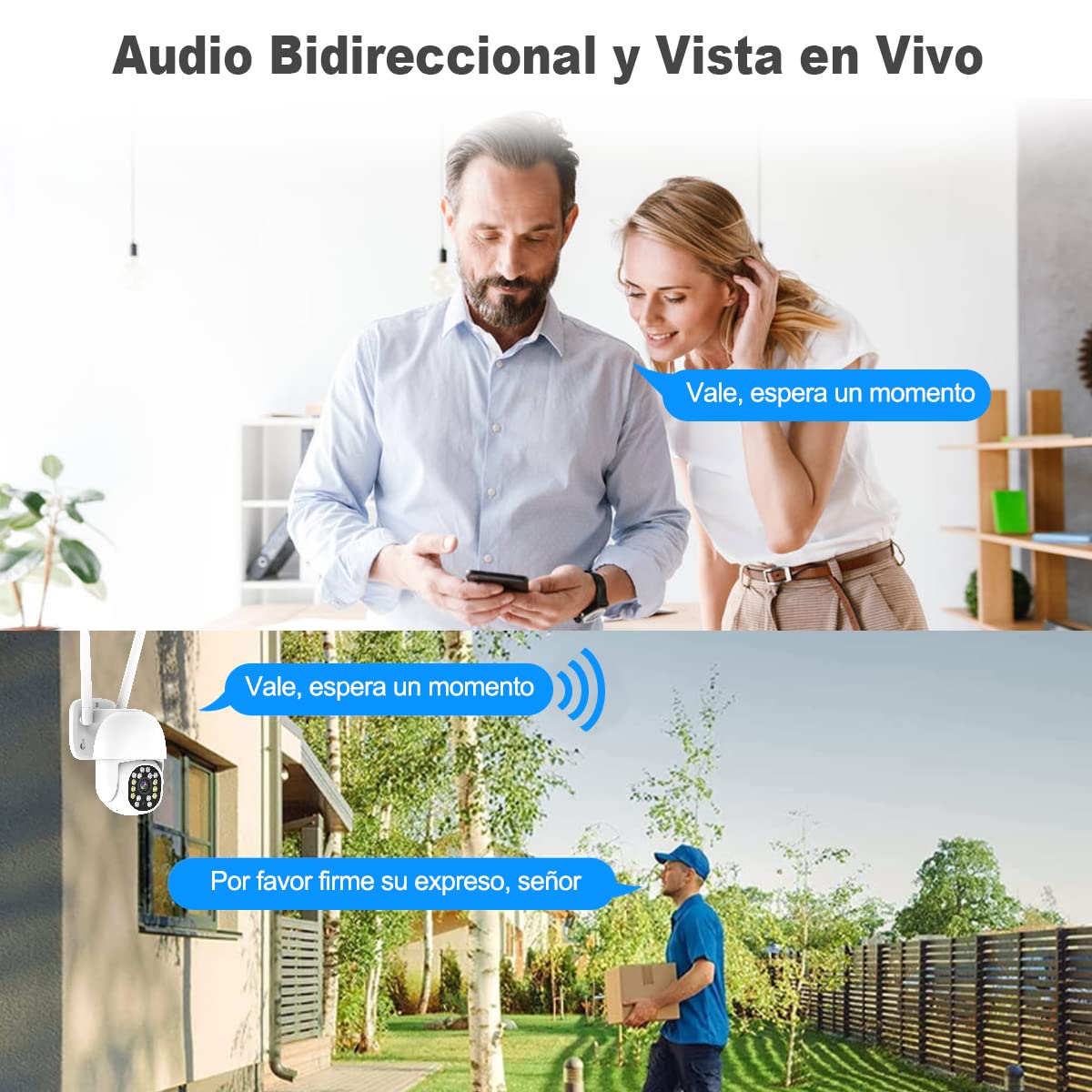 Cámara de Seguridad Easyao C03 Exterior WiFi 2K 3MP Visión Nocturna Audio Bidireccional Detección de Movimiento Alexa